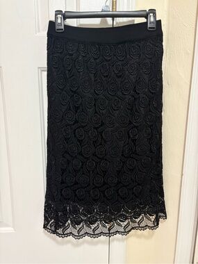 Classic Black Lace Midi Skirt